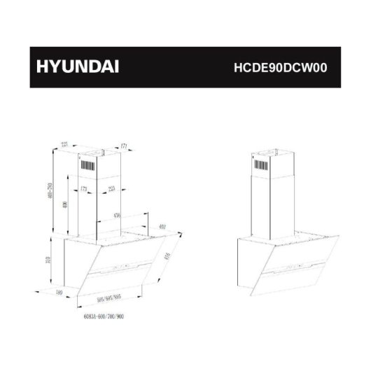 Campana extractora Hyundai HCDE90DCW00 Doble tiro 90 cm Booster cristal blanco