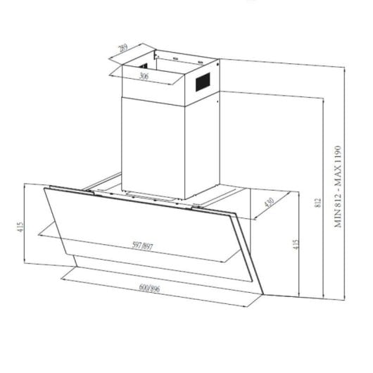 Campana extractora Hyundai HCPD600AB Doble tiro 60 cm con control táctil y Booster