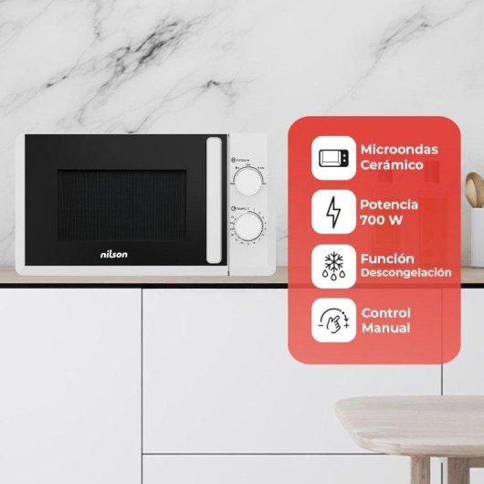 Microondas Nilson NMWC2700 20 Litros 700 W Manual Base Cerámica LED