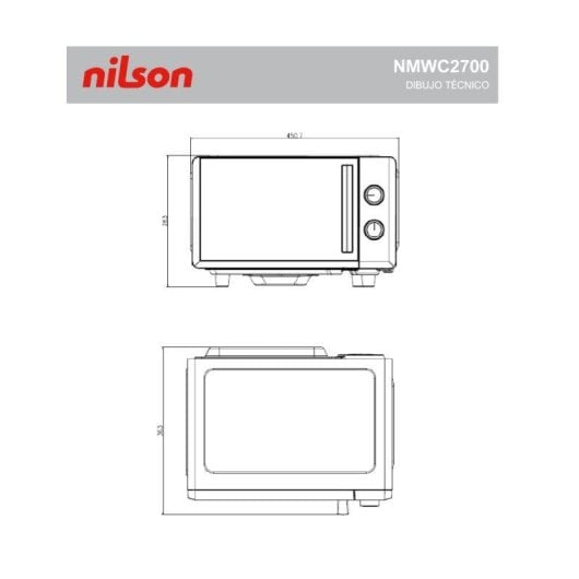Microondas Nilson NMWC2700 20 Litros 700 W Manual Base Cerámica LED