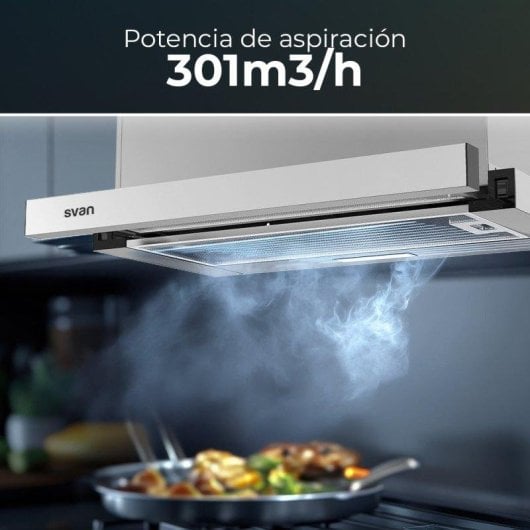 Campana extractora Svan SCPE602AX Tiro único 60 cm con filtros lavables