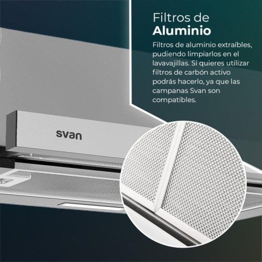 Campana extractora Svan SCPE602AX Tiro único 60 cm con filtros lavables