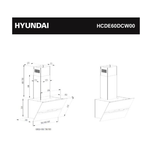 Campana extractora Hyundai HCDE60DCW00 Inverter Doble Tiro 60cm Booster