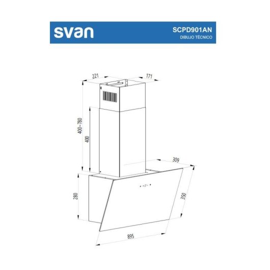 Campana extractora Svan SCPD901AN Doble tiro 90cm con motor Inverter
