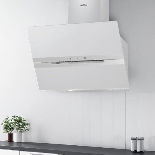 Campana extractora Hyundai HCDE70DCW00 Doble tiro 70 cm Booster cristal blanco