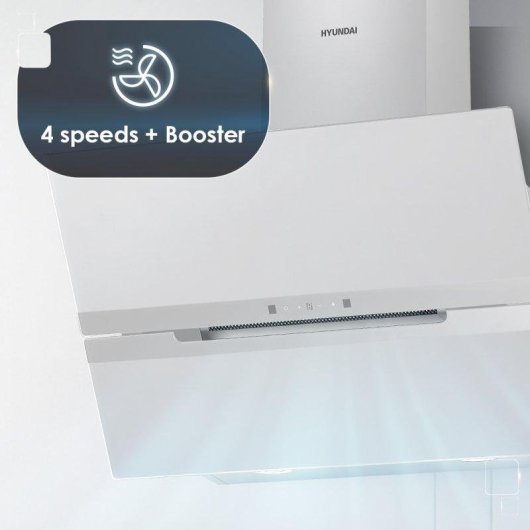 Campana extractora Hyundai HCDE70DCW00 Doble tiro 70 cm Booster cristal blanco