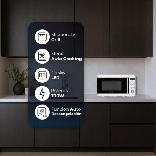 Microondas Hyundai HME207DGI00 20 Litros 700 W con Grill y Auto Cooking