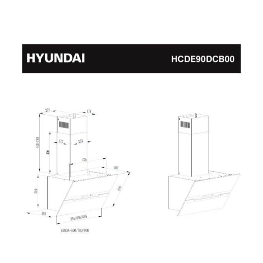 Campana extractora Hyundai HCDE90DCB00 Inverter Doble Tiro 90cm Booster