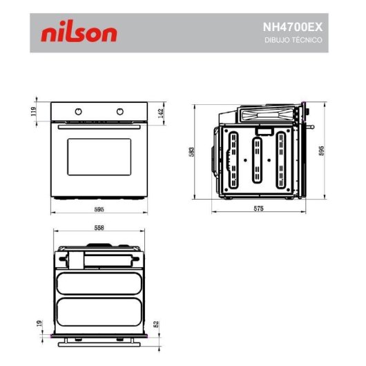 Horno Nilson NH4700EX Manual 70L 60cm 4 Programas Inox