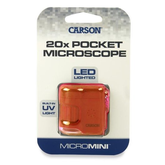 Mikroskop Carson MICROMINI 20X Orange Silber LED 20x Tragbar