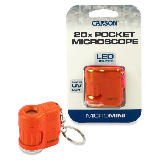 Mikroskop Carson MICROMINI 20X Orange Silber LED 20x Tragbar