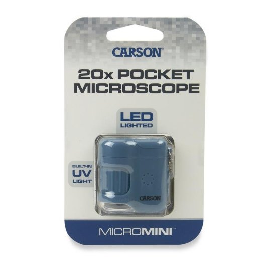 Mikroskop Carson MICROMINI 20X Blau Silber 20x LED Mobil