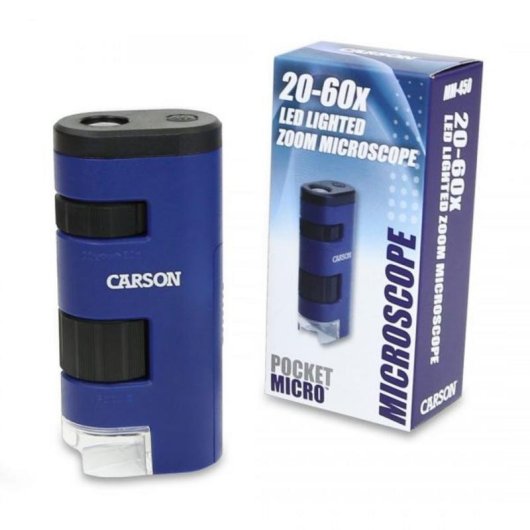 Mikroskop Carson PocketMicro 60x LED Schwarz Blau Kompakt Mobil