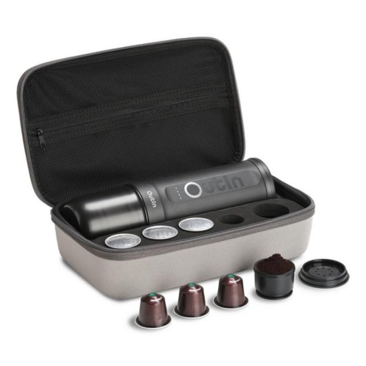 Cafetière à capsules portable Outin OTEM-01-SG-Bag 7500 mAh 20 Bars Gris