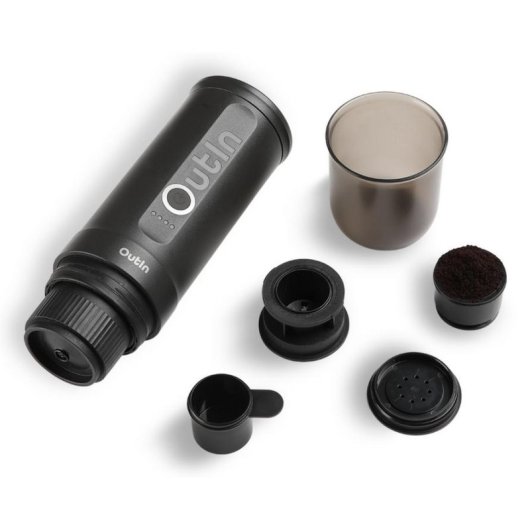 Cafetière à capsules portable Outin OTEM-01-SG-Bag 7500 mAh 20 Bars Gris