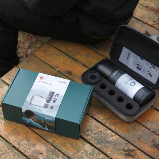Cafetière à capsules portable Outin OTEM-01-SG-Bag 7500 mAh 20 Bars Gris