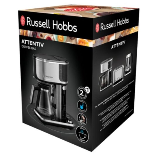 Filterkaffeemaschine Russell Hobbs Attentiv 15 Tassen mit Milchaufschäumer Cold Brew