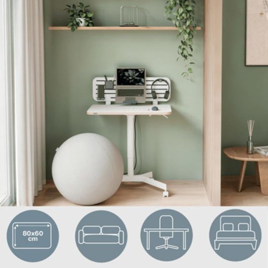 Secretária Leitz Ergo 65360001 ajustável pneumática branca com rodas