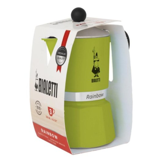 Italienischer Espressokocher Bialetti Rainbow 3 Tassen Aluminium Schwarz Gruen CE