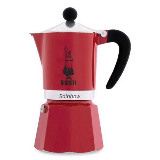 Italienischer Espressokocher Bialetti Rainbow 3 Tassen Schwarz Rot Aluminium