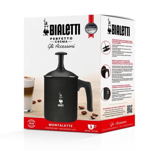 Espumoir à lait Bialetti 00AGR394 Noir Aluminium 80 mm x 190 mm