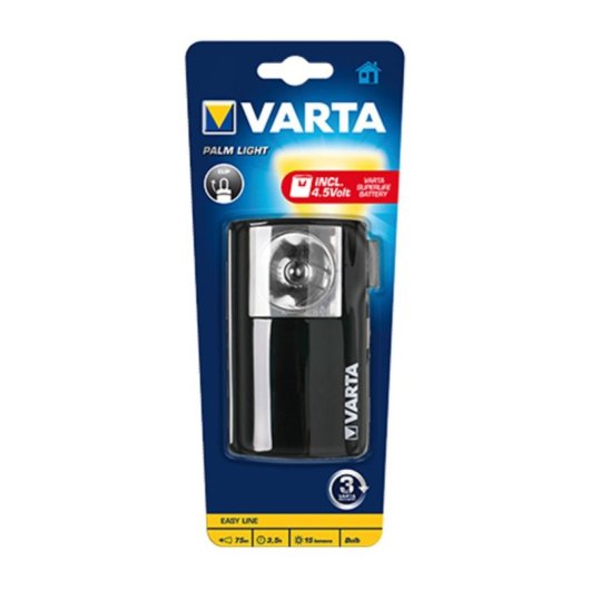 Lanterna Varta Palm Light 3R12 preta metal 15 lm
