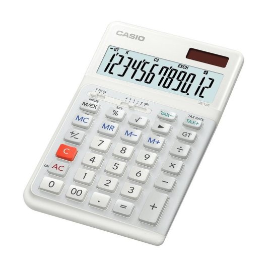 Calculatrice Casio JE-12E-WE 12 chiffres Batterie Solaire Blanc