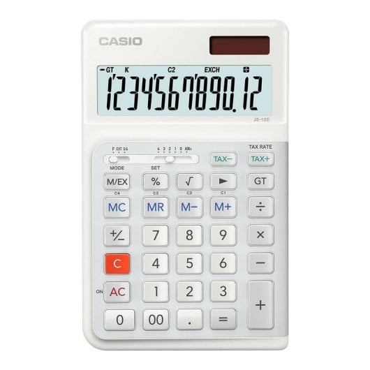 Calculatrice Casio JE-12E-WE 12 chiffres Batterie Solaire Blanc