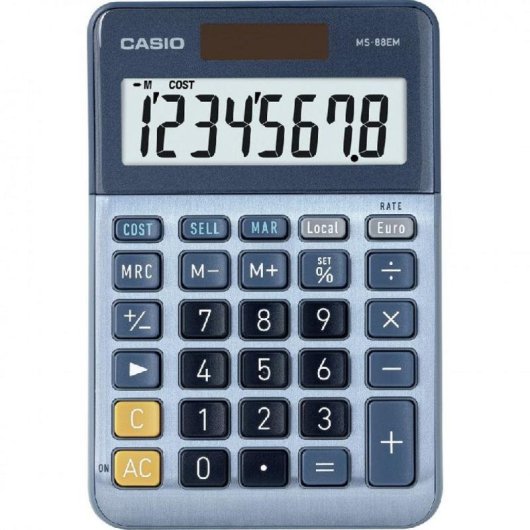 Taschenrechner Casio MS-88EM 8-stellig Batterie Solar Blau