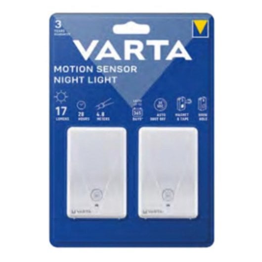 Luz de Noche Varta Pack de 2 con Sensor de Movimiento Blanco Cálido