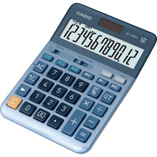 Calculadora Casio DF-120EM 12 dígitos pantalla inclinable azul