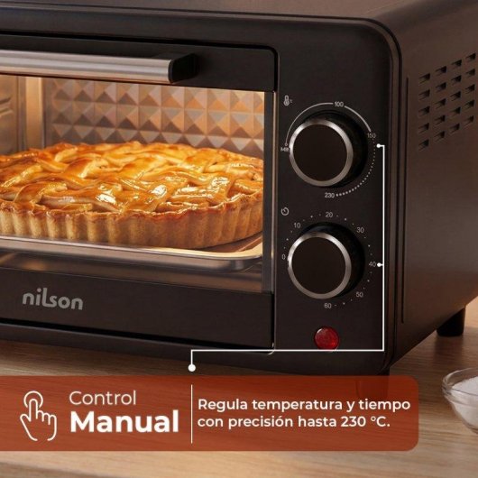 Horno Sobremesa Nilson Life Mini 9L 800W Temporizador Mecánico Negro