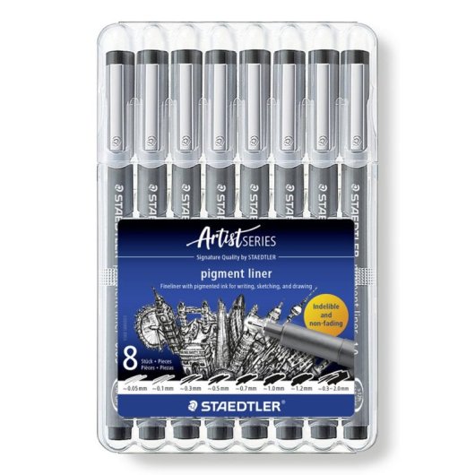 Fineliner Staedtler 308 Schwarz Pigmenttinte Wasserfest Metallspitze