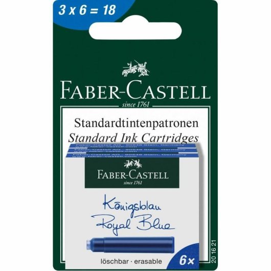 Recambio para pluma estilográfica Faber-Castell 201621 Azul 18 piezas