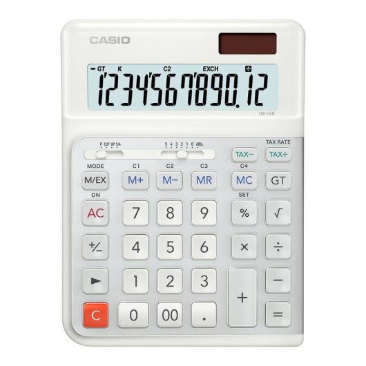 Calculadora Casio DE-12E-WE Escritorio 12 dígitos Batería/Solar