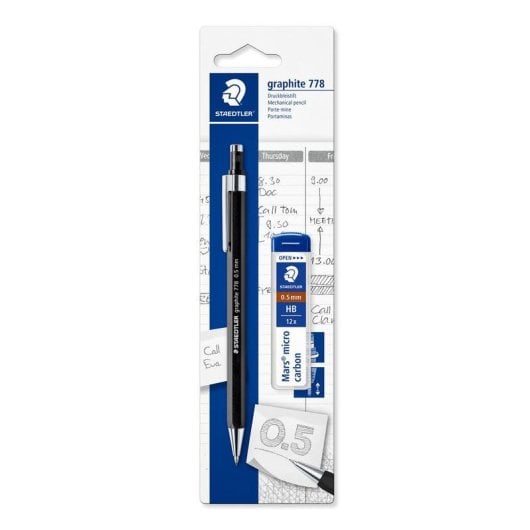 Lápiz de grafito Staedtler 7785ABK25D HB Negro Plata Hexagonal con borrador