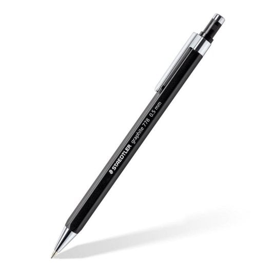 Lápiz de grafito Staedtler 7785ABK25D HB Negro Plata Hexagonal con borrador