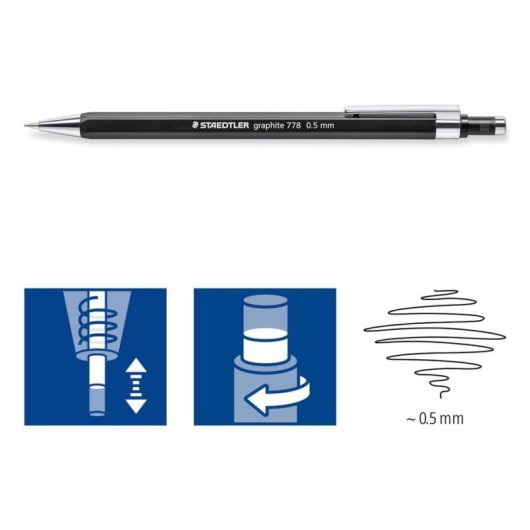 Druckbleistift Staedtler 778 05-9 Hexagonal Schwarz Metall Retraktierbar