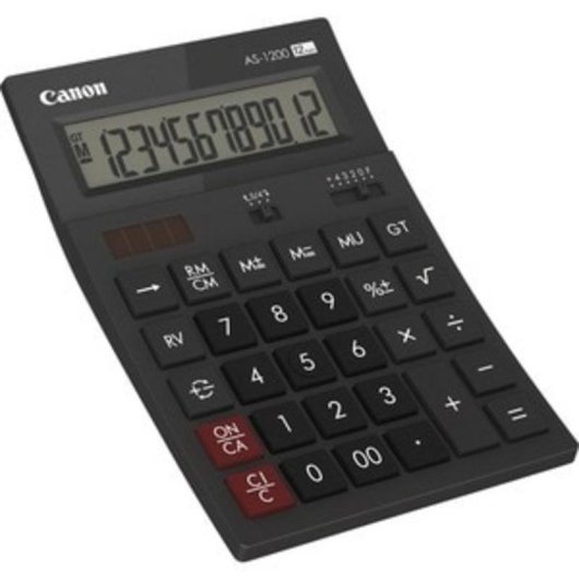 Calculatrice Canon AS1200HB 12 chiffres solaire et pile, écran incliné