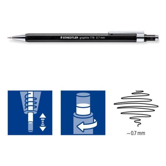 Druckbleistift Staedtler 778 07-9 Hexagonal Schwarz Metall Retraktierbar