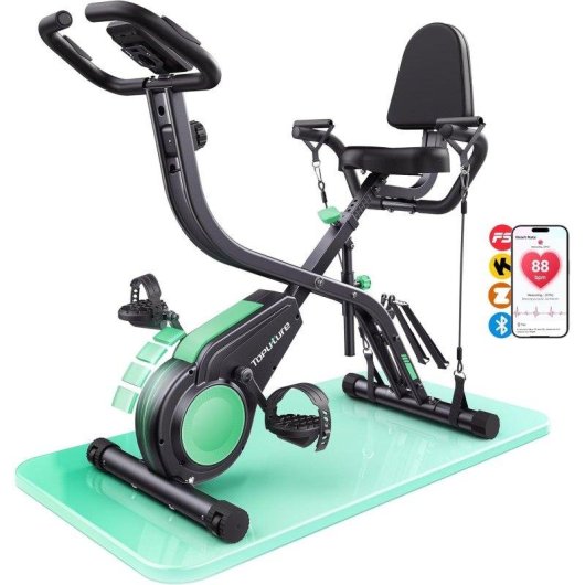 Bicicleta Estática Plegable Toputure 5 en 1 con App, 16 Niveles de Resistencia