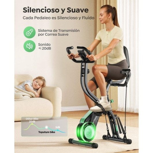 Bicicleta Estática Plegable Toputure 5 en 1 con App, 16 Niveles de Resistencia