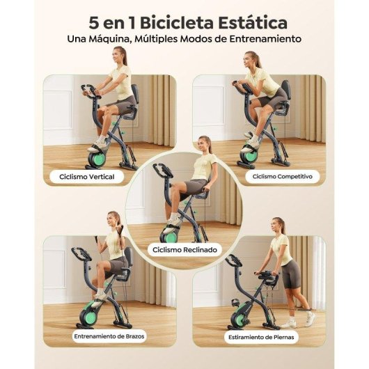 Bicicleta Estática Plegable Toputure 5 en 1 con App, 16 Niveles de Resistencia