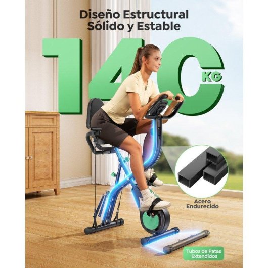 Bicicleta Estática Plegable Toputure 5 en 1 con App, 16 Niveles de Resistencia