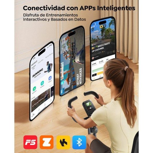 Bicicleta Estática Plegable Toputure 5 en 1 con App, 16 Niveles de Resistencia