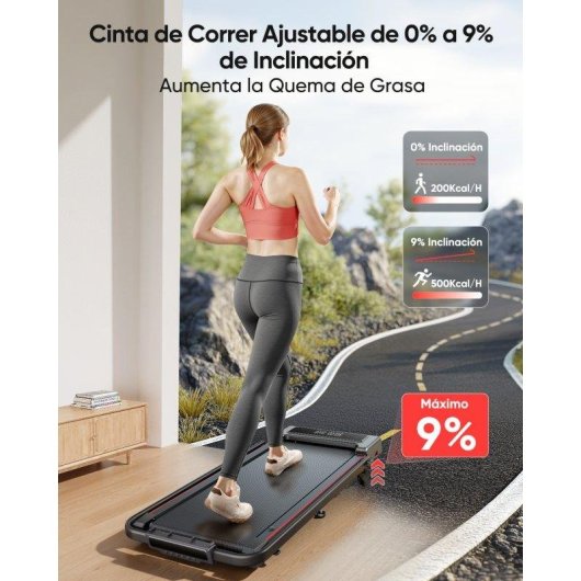 Cinta de correr plegable Toputure 2.5hp con inclinación 9% y 12 km/h