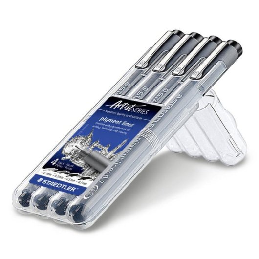 Fineliner Staedtler Pigment Liner 308 Schwarz 4 Strichstärken