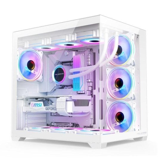 Caja ProGaming Elite Cube Tower Blanca con 7 ventiladores ARGB