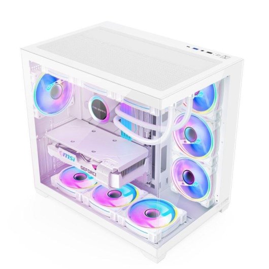 Caja ProGaming Elite Cube Tower Blanca con 7 ventiladores ARGB