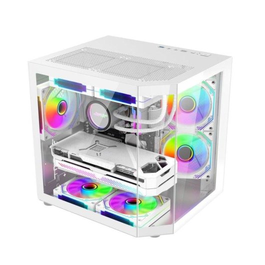 Carcasa ProGaming Alma Blanca Cube Tower Micro-ATX con 3 ventiladores ARGB